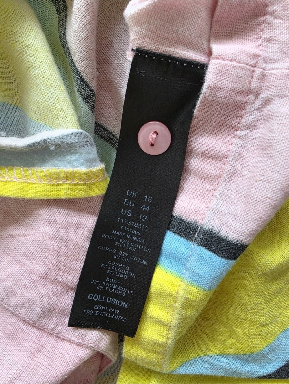 COLLUSION+ Pastel Striped Button-Up Shirt | Oversized Summer Top | UK 18 / US 14 - Picture 5 of 6
